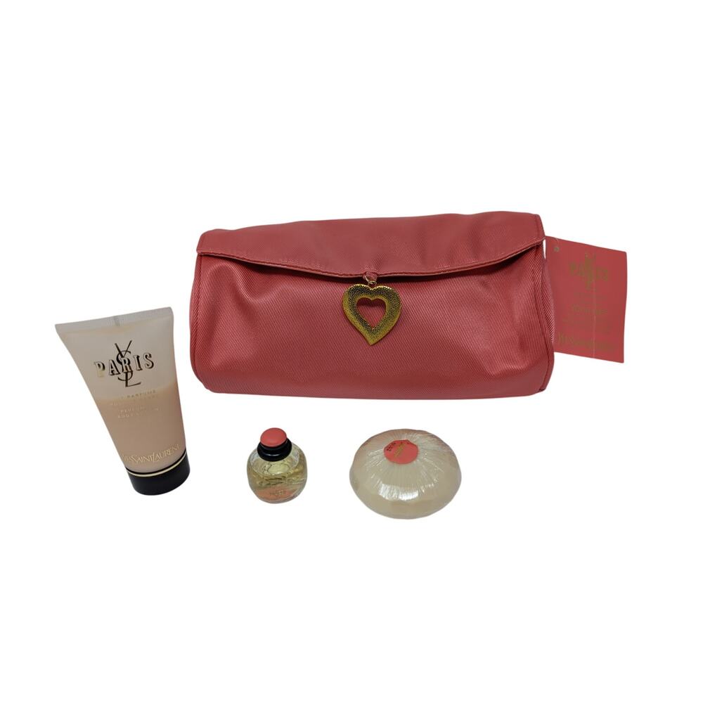 Vintage YSL Yves Saint Laurent Paris Make-Up‎ Pouch Peach Dead-Stock NEW Nylon